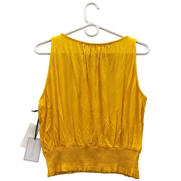 1. STATE Women Smocked Hem Crop Tank Top Sunflower Yellow Sz Medium NWT - 0019 - Picture 3 of 9